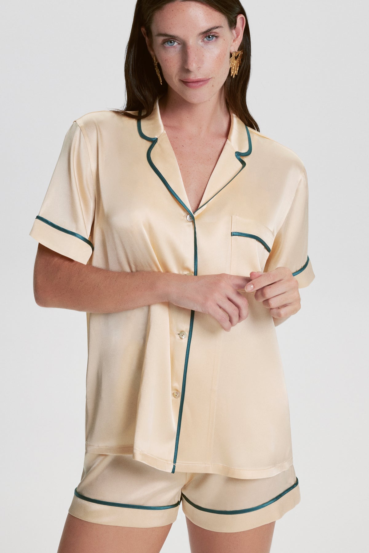 Silk Short Pyjama Suit Vanilla