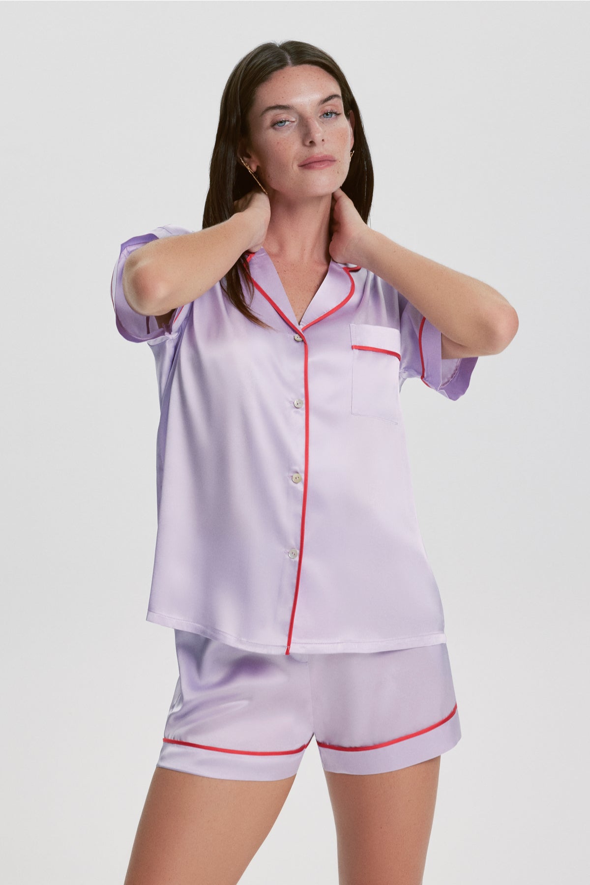 Silk Short Pyjama Suit Lilac